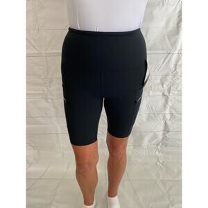 Ododos Women's X-SMALL High Waist Black Bikers Shorts Zipper Media Pocket NWT